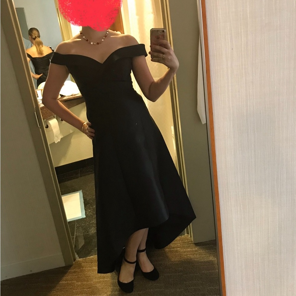Calvin Klein Black High Low Off-Shoulder Dress
